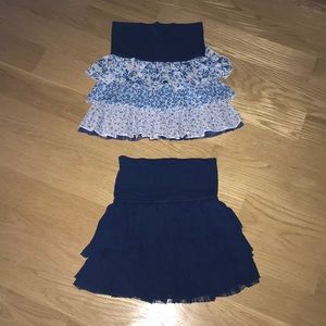 Blue and floral skirts